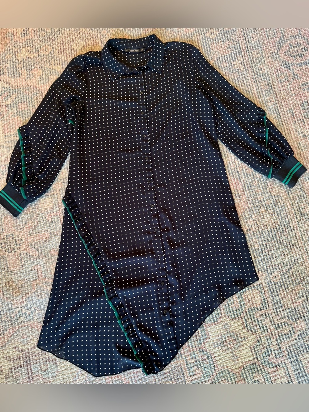 Zara Basic Collection Asymmetric Polka Dot Shirt Dress